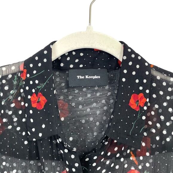 THE KOOPLES Poppy Popi Pop swiss dot Print blouse Size 2 - Picture 3 of 8